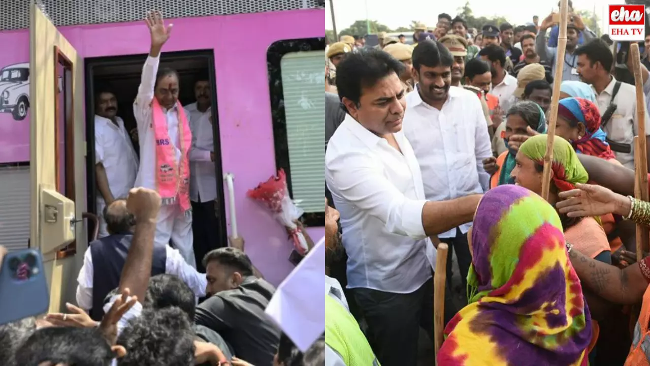 KCR Bus Tour : కేసీఆర్‌ బస్సు యాత్ర.. ! కేటీఆర్‌ పాదయాత్ర.. ..!