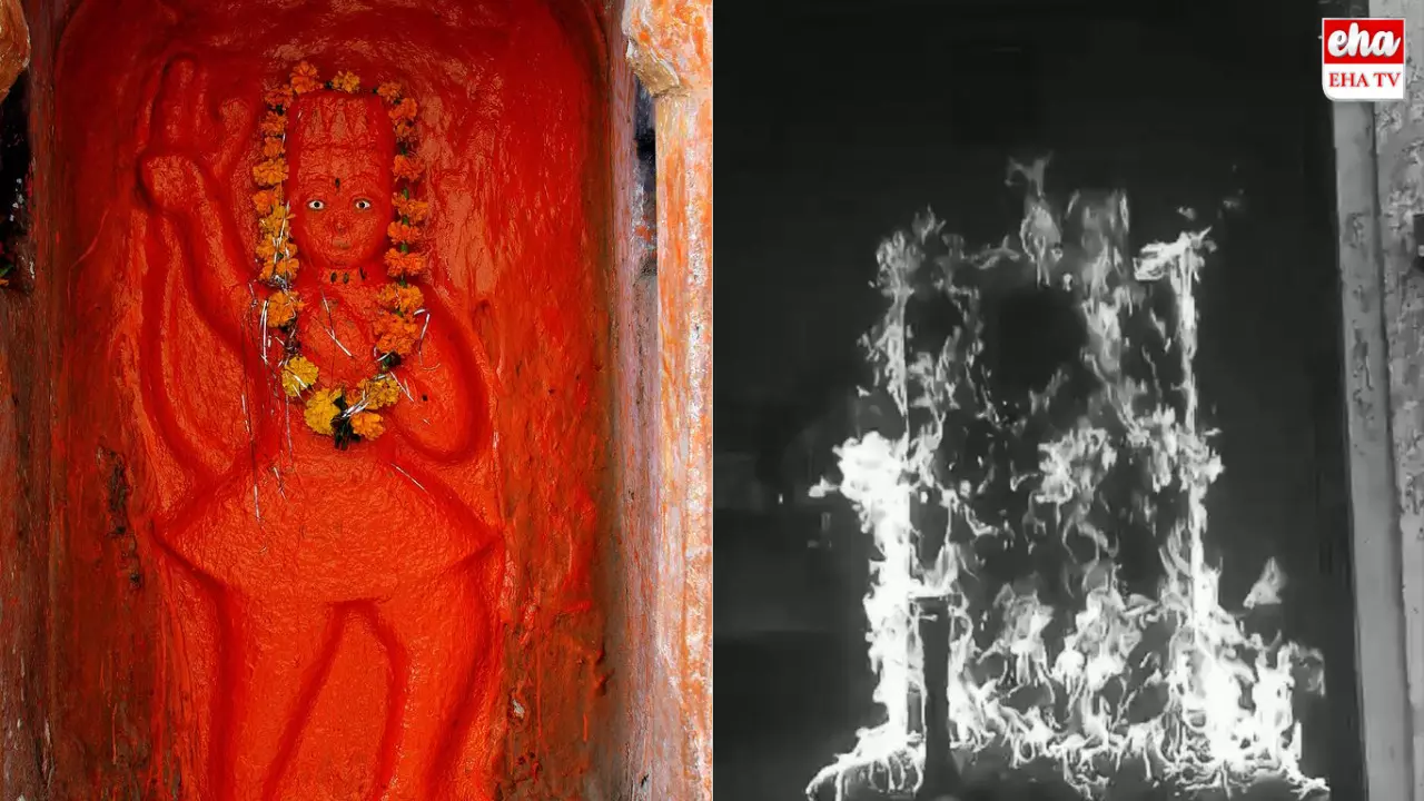 Fire Destroys Hanuman Idol : హనుమంతుడి విగ్రహానికి మంటలు..